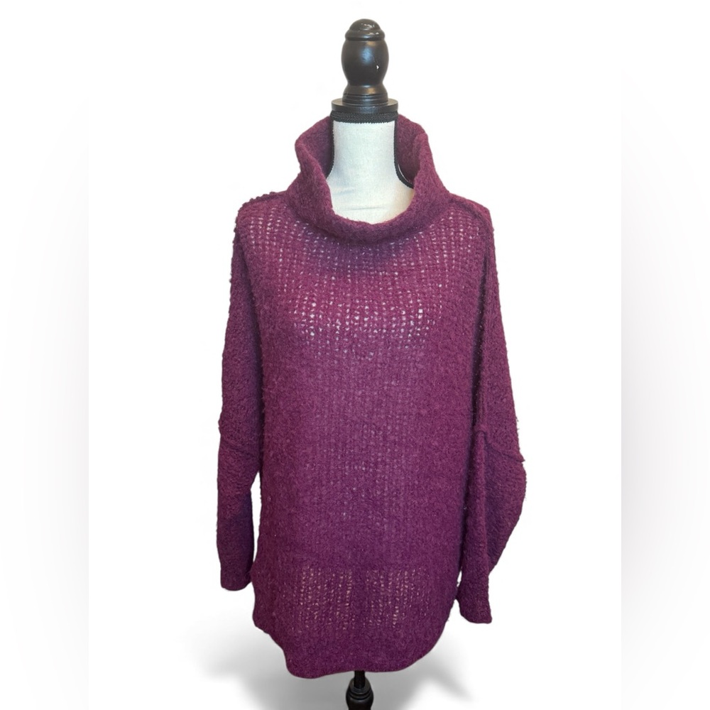 Free People She's All That Alpaca Plum Tunic Oversize Sweater XS